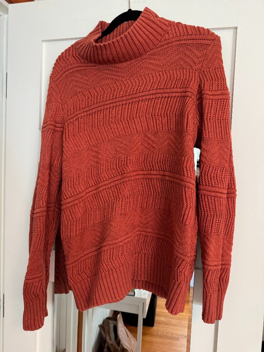 Pendleton Rust Cotton Cashmere Textured Mock Neck Sweater XL